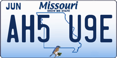 MO license plate AH5U9E