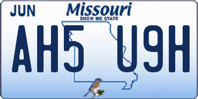 MO license plate AH5U9H