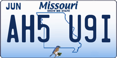 MO license plate AH5U9I