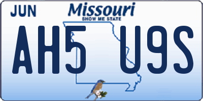 MO license plate AH5U9S