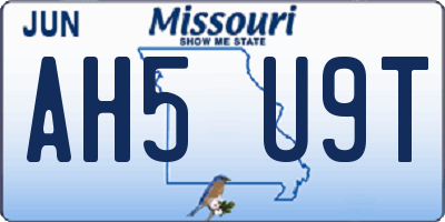 MO license plate AH5U9T