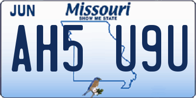 MO license plate AH5U9U