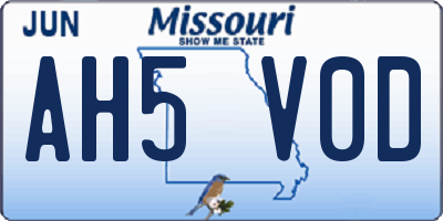MO license plate AH5V0D