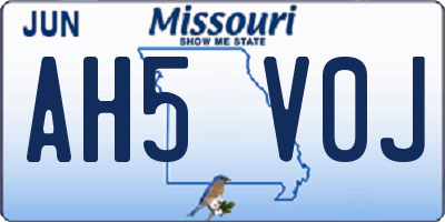 MO license plate AH5V0J