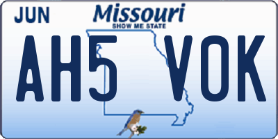 MO license plate AH5V0K