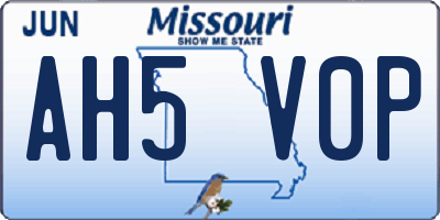 MO license plate AH5V0P