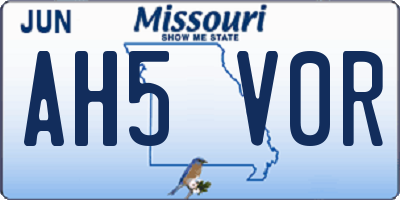 MO license plate AH5V0R