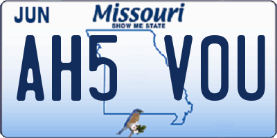 MO license plate AH5V0U