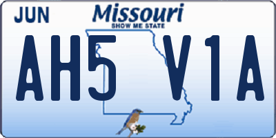 MO license plate AH5V1A