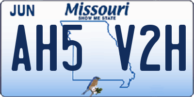 MO license plate AH5V2H