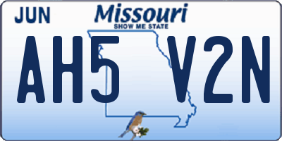 MO license plate AH5V2N