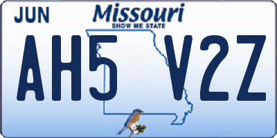MO license plate AH5V2Z