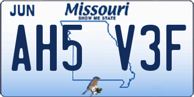 MO license plate AH5V3F