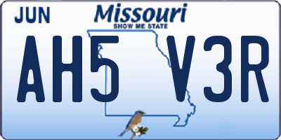 MO license plate AH5V3R
