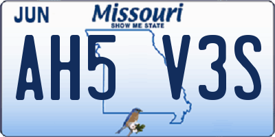 MO license plate AH5V3S