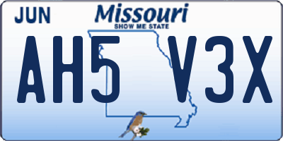 MO license plate AH5V3X