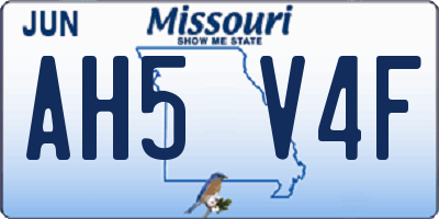 MO license plate AH5V4F