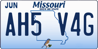 MO license plate AH5V4G