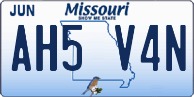 MO license plate AH5V4N