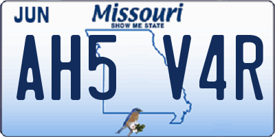 MO license plate AH5V4R