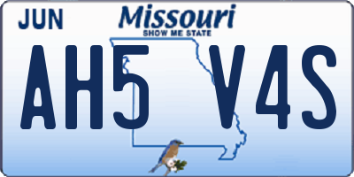 MO license plate AH5V4S