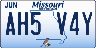 MO license plate AH5V4Y