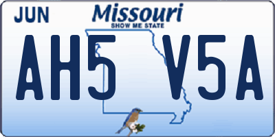MO license plate AH5V5A