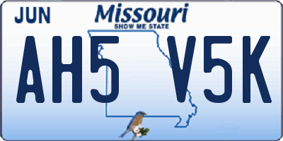 MO license plate AH5V5K