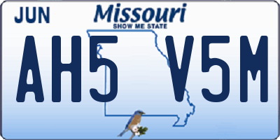 MO license plate AH5V5M