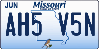 MO license plate AH5V5N