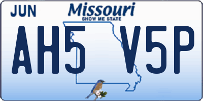 MO license plate AH5V5P