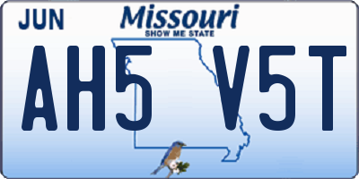 MO license plate AH5V5T