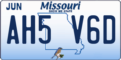 MO license plate AH5V6D