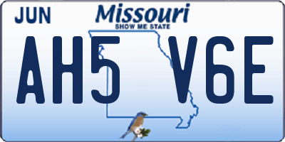 MO license plate AH5V6E