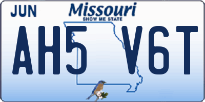 MO license plate AH5V6T