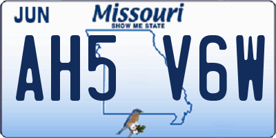 MO license plate AH5V6W