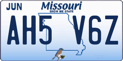 MO license plate AH5V6Z