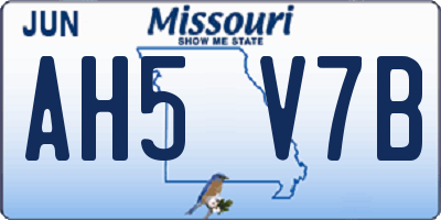 MO license plate AH5V7B