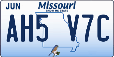 MO license plate AH5V7C