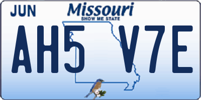 MO license plate AH5V7E