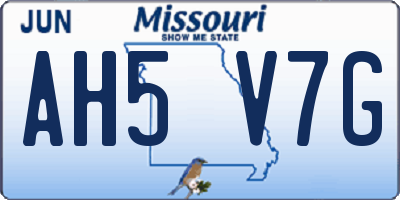 MO license plate AH5V7G