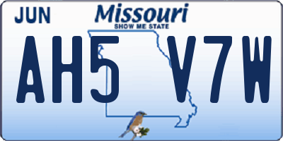 MO license plate AH5V7W