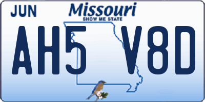 MO license plate AH5V8D