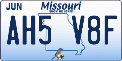MO license plate AH5V8F