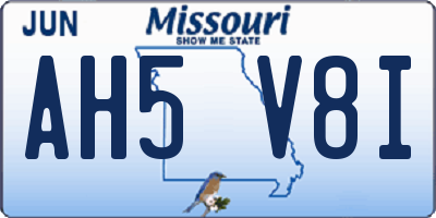 MO license plate AH5V8I