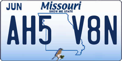 MO license plate AH5V8N