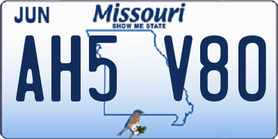 MO license plate AH5V8O