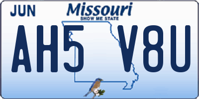 MO license plate AH5V8U