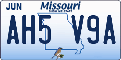 MO license plate AH5V9A