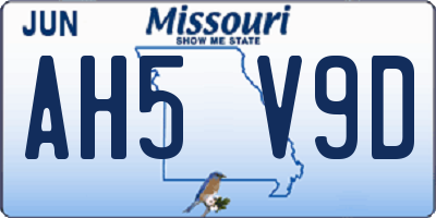 MO license plate AH5V9D